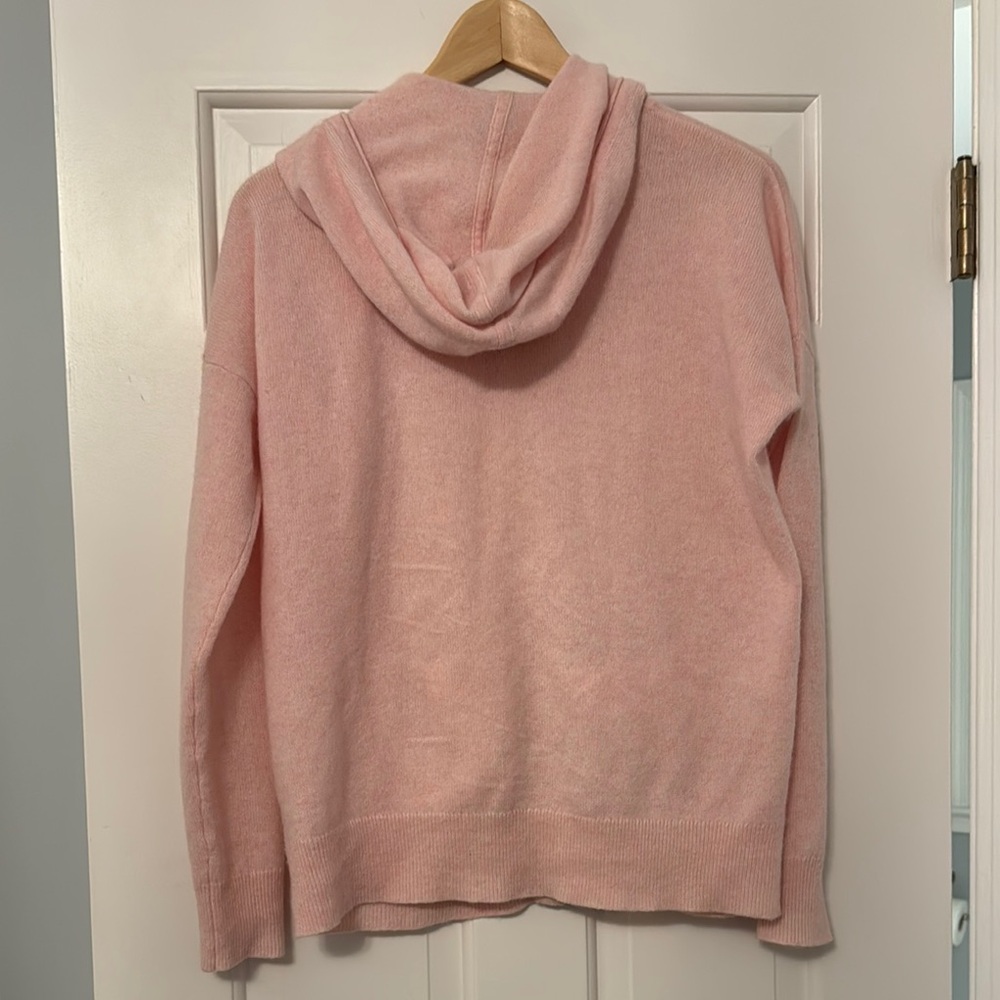 White + Warren 100% Cashmere Pink Zip-Up Hoodie, Small - Picture 5 of 6